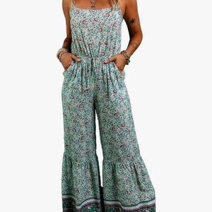 Floral Print Jumpsuit in Green